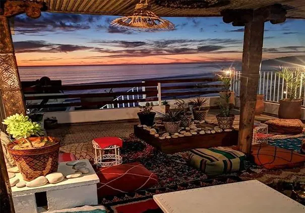 Rooftop dining at sunset