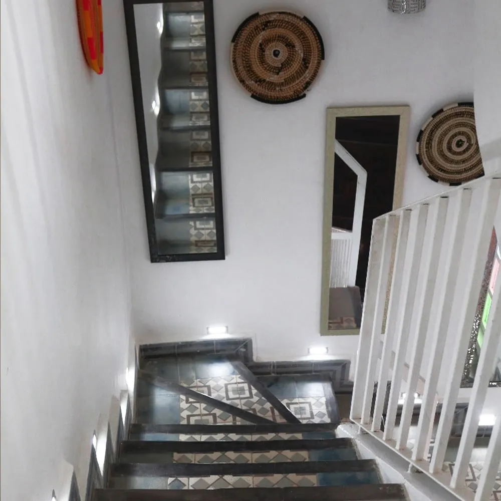 Stairs up to the rooftop